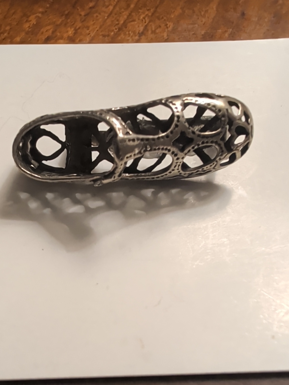 Silver Shoe pin Filigree vintage brooch